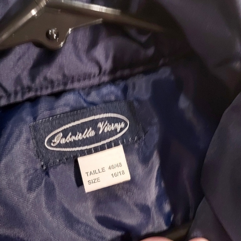 GABRIELLE VICENZA 𝅺navy blue quilted snap front jacket SZ 16/ 18 T 46/48 Tall - Picture 5 of 11